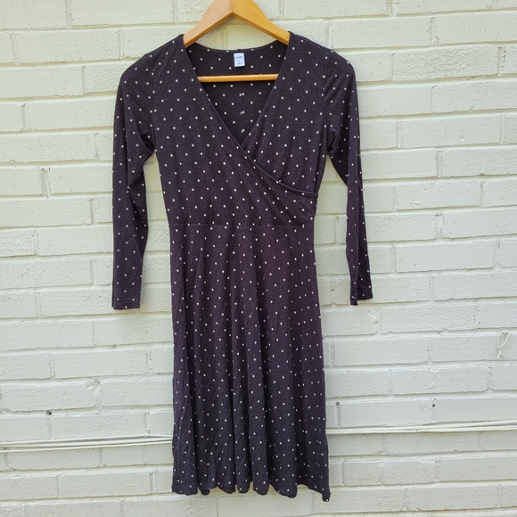 Old Navy Polka Dot Faux Wrap Midi Dress Gray White‎ Size Small - Picture 10 of 10